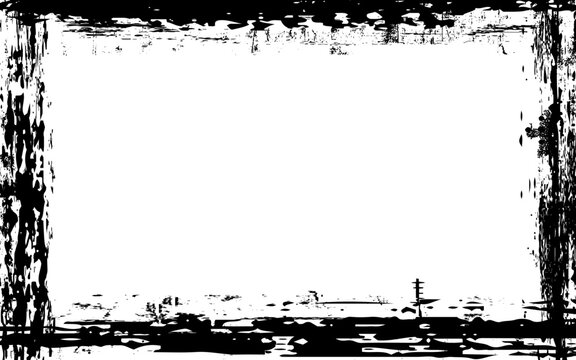 Grunge frame. Distress background. Abstract vector template. Black border texture