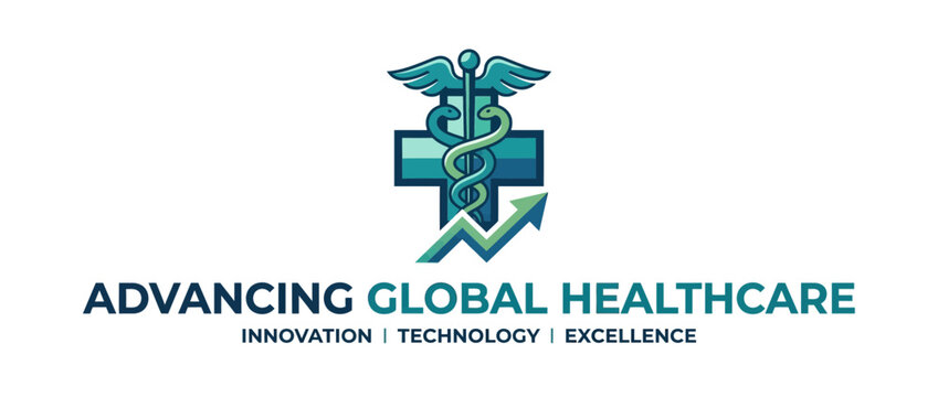 Medical logo with cross and rod of asclepius