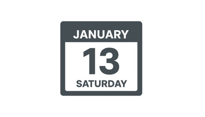 Obraz premium Daily planner calendar page mockup showing the date of saturday january thirteenth over clean white background.