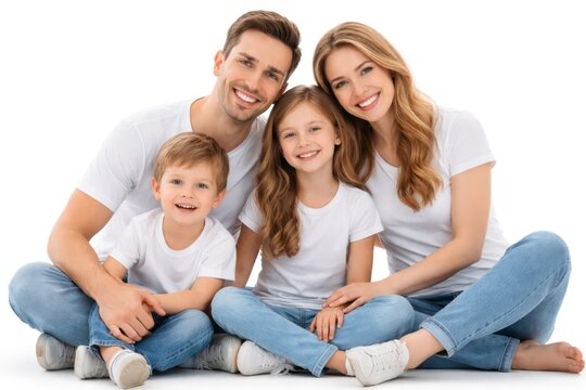 Happy family in casual attire