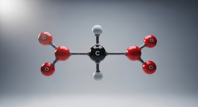 Three-Dimensional Molecular Structure of Malonic Acid Depicting Carbon Hydrogen and Oxygen Atoms in a Scientific Representation for Educational and Research Purposes Illustrating Organic Chemistry Fun