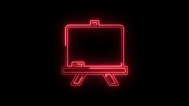 Artists Easel Stand Icon Animation with Glowing Lines on Black Background