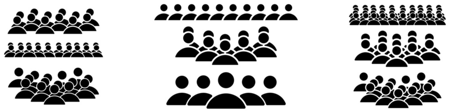 Crowd and People Group Icon Collection. Containing Audience, Teamwork, Public, Community, and Gathering Icons.
