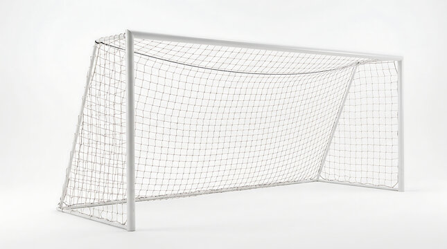 Soccer Football and Volleyball Goal Net Isolated on White Background Sports Mesh Barrier with Metal Frame for Training Game Equipment and Recreation