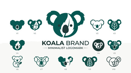 Minimalist Koala Brand Logomark Collection: Cute Animal Icons and Symbols © kiarev