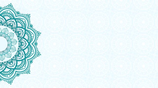 Elegant Islamic Mandala Background with Teal Ornament on Light Blue for Ramadan and Eid.
