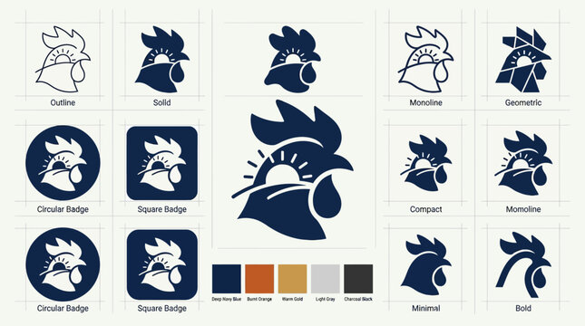 Rooster Head Logos Collection: Modern, Geometric, and Abstract Designs
