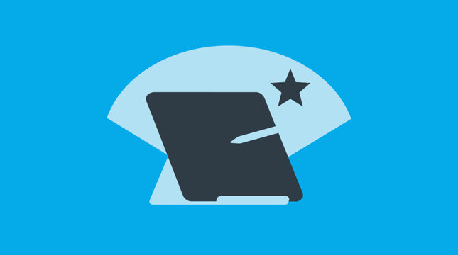 Abstract tablet silhouette with star for digital design.