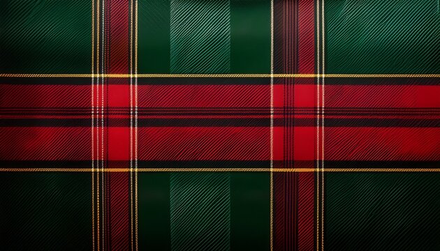 Stewart Clan Tartan With Dark Green Base Red Black Lines Subtle Yellow Accents D Woven Effect Modern Textured Ultra Detailed Contemporary Rich Stylish High Resolution Heritage Elegant
