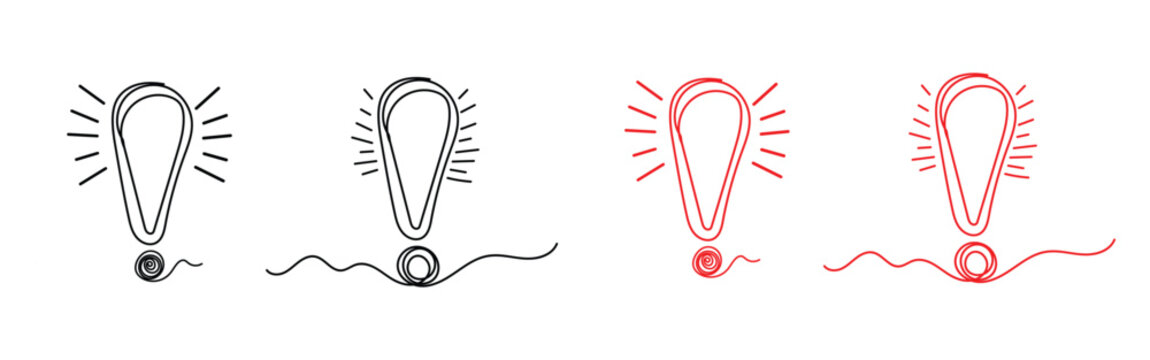 Hand drawn exclamation marks with light radiating aura effects exclamation handdrawn attention emphasis radiation creative expressive decorative