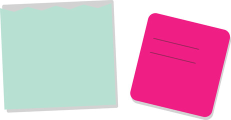 Bright pink sticky note on pastel green paper background. Colorful memo pad for office reminders and planning tasks. © PNG Hunter