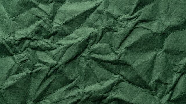 Forest Green Crumpled Paper Texture Moving in Different Angles for Creative Video Production Background Stop Motion Overlay