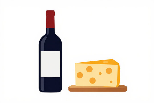 Captivating Wine Bottle on Rustic Cheese Platter Surrounded by Artisan Cheeses and Grapes, Instilling a Cozy Gourmet Atmosphere