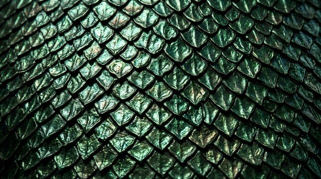 Iridescent Green Dragon Scale Texture Pattern Close-up Background