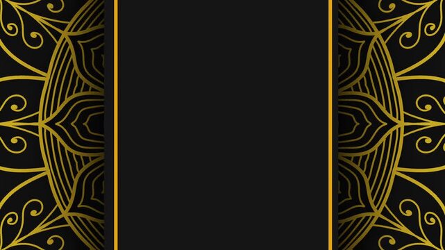 Elegant Golden Mandala Islamic Background Loop with Black Copy Space for Ramadan and Eid.