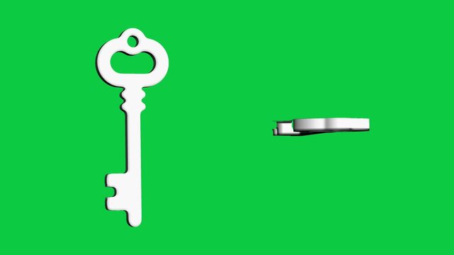3d skeleton key animation pair on green screen 