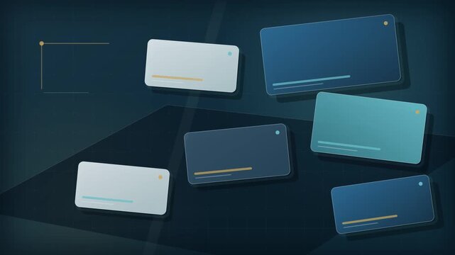 Minimal Floating Corporate Panels on a Dark Business Background