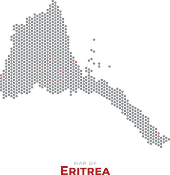 Map of Eritrea. Dotted map highlighting the country's most important cities