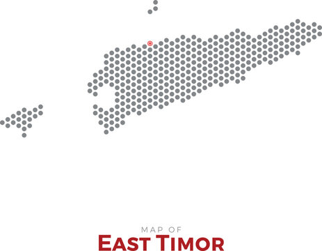 Map of East Timor. Dotted map highlighting the country's most important cities