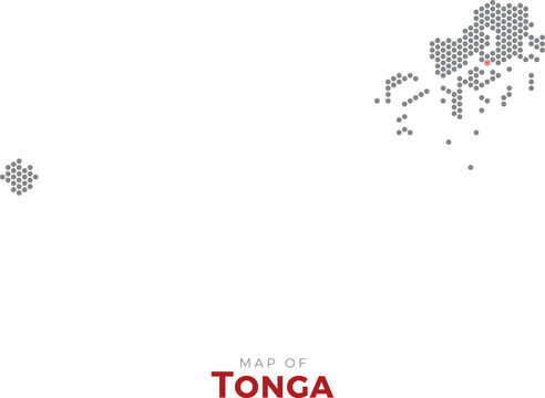 Map of Tonga. Dotted map highlighting the country's most important cities