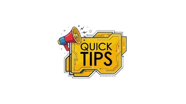 Animated Quick Tips Speech Bubble Badge with Megaphone, Perfect for Educational Videos, Tutorials, Presentations, and Social Media Content