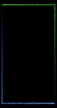 Vertical Green and Blue Electric Energy Frame Border Animation on Black Background. Neon Plasma Lightning Overlay for Mobile, Streaming, Social Media, Seamless Loop 4K.