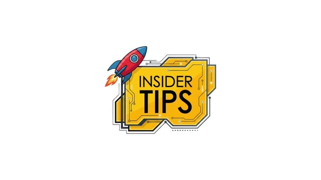 Animated Insider Tips Speech Bubble Badge with Rocket, Perfect for Marketing Videos, Tutorials, Business Presentations, and Social Media Posts