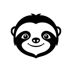 Obraz premium Cute Sloth Head Mascot Vector - Happy Animal Silhouette Logo Design