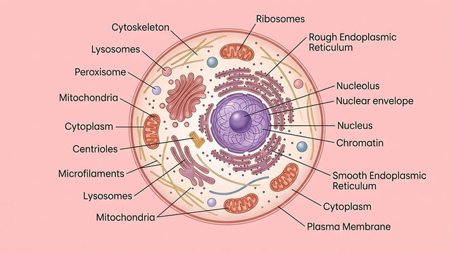 Detailed diagram illustrating typical animal cell structure and organelles