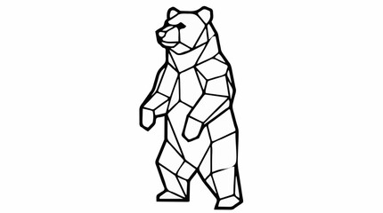 Black and White Geometric Bear Silhouette Vector Illustration, Abstract Polygonal Animal Design, Coloring Page Style Graphic Resource on White Background © chozin