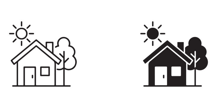Contrasting simple house design with bold filled version under sunny skies