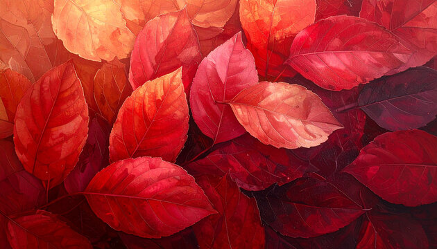 Vibrant Red Leaves Texture