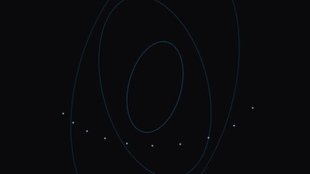 Abstract minimalist graphic design featuring concentric orbital path ellipses
