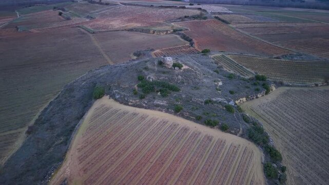 Aerial view from a drone of the Celtiberian Sanctuary of Jarrero in Haro, in the Autonomous Community of La Rioja, Spain. Europe