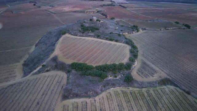 Aerial view from a drone of the Celtiberian Sanctuary of Jarrero in Haro, in the Autonomous Community of La Rioja, Spain. Europe
