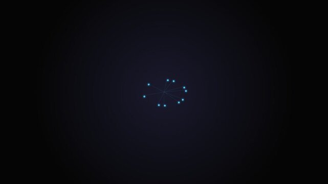 A small cluster of glowing blue square pixels centered on a dark background