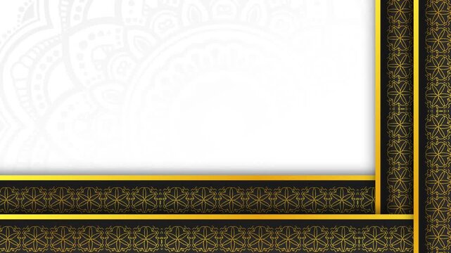 Elegant Islamic Border Frame with Gold Accents and White Background for Ramadan and Eid Videos.