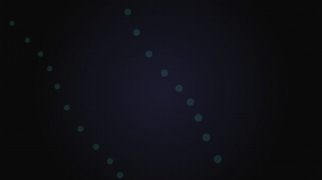 Minimalist abstract pattern of glowing teal dots on a dark black background