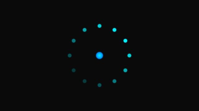 A glowing blue circle composed of bright dots centered on black background