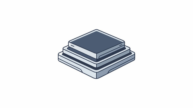 Stacked square objects with layered levels viewed from an isometric angle