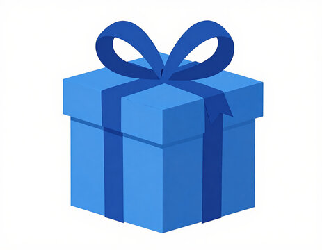Glistening Blue Gift Box with Satin Ribbon Bow Exuding Charm and Anticipation for Celebratory Occasions