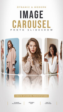 Spring 3D Cylinder Carousel. Vertical Stories Opener for Social Media.