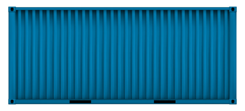 Blue realistic corrugated metal textured cargo container isolated. Siding cargo container bg. Industry line sea transportation. Vector illustration