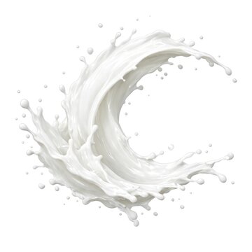 Dynamic splash of milk forming a wave shape on a white background.