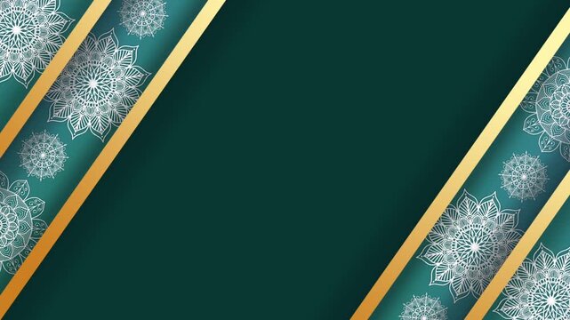 Green and Gold Islamic Background with Elegant Mandala Ornaments for Ramadan and Eid.