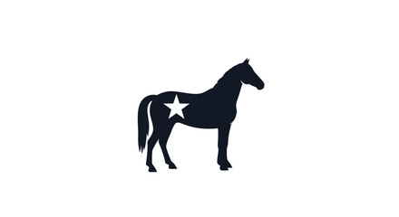 Fototapeta premium Horse silhouette with a star marking stands in a proud profile view on a solid white background.
