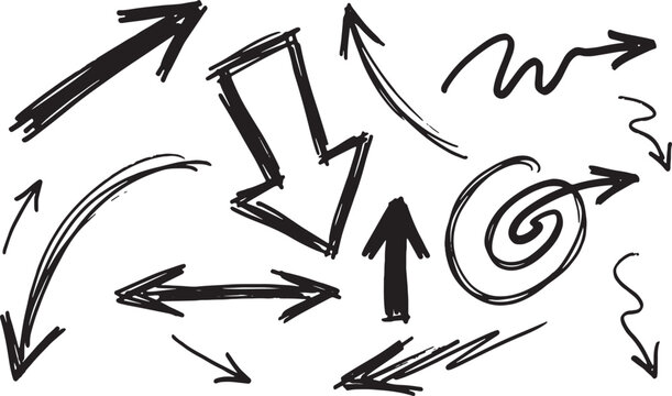 Hand-drawn black directional arrows on white background