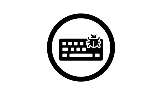 Keylogger Malware Glyph Icon Black Vector Illustration
