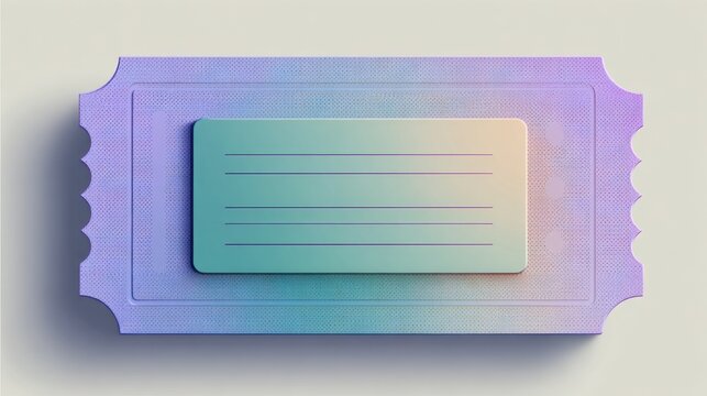 Gradient-bordered ticket with central text panel in a clean modern digital illustration