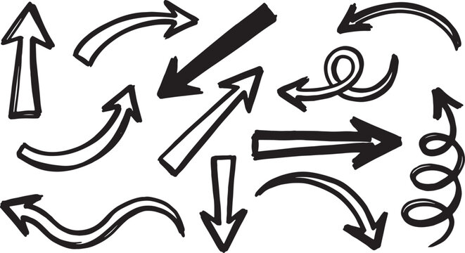 Hand-drawn directional arrows in black on clean white background